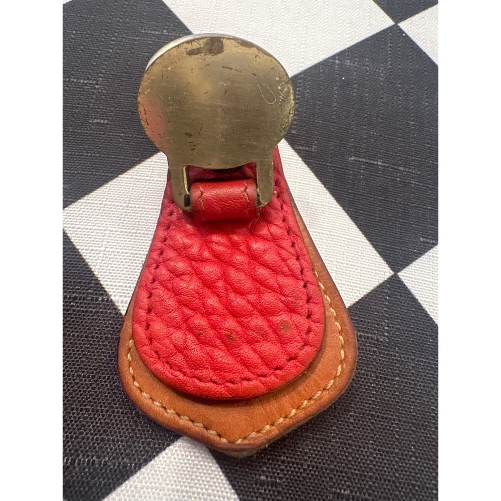Dooney & Bourke All Weather Leather Key Fob Keychain Red Gold Duck Logo VTG - Picture 2 of 3